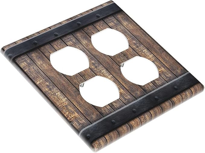 Light Switch Cover Rustic Barn Door Vintage Country Wood Board 2 Gang Decorative SwitchPlates Double Duplex Wall Plates Switch Plates and Outlet Covers for Farmhouse Cabin Decor