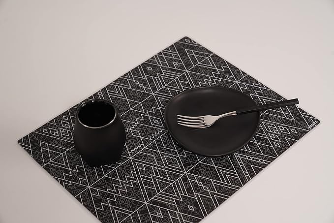 Mintrico placemat for Dining Table Set of 2 Silicone Heat Resistant Non Slip (Charcoal)