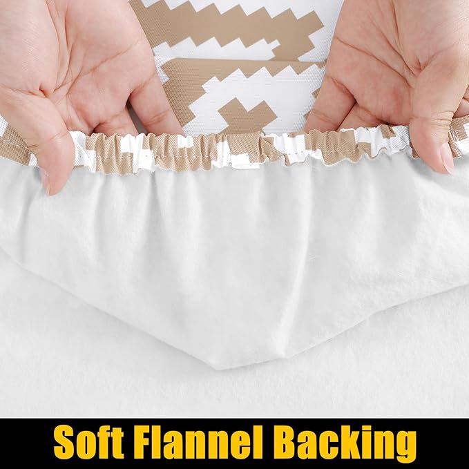 Smiry Rectangle Table Cloth Cover, Waterproof Elastic Fitted Picnic Tablecloth for 6 Foot Tables, Wipeable Flannel Backed Vinyl Tablecloths for Camping, Dining, Outdoor (Khaki, 30" x 72")