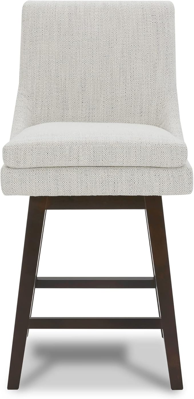 CHITA Counter Height Swivel Bar Stools Set of 4, FSC Certified Upholstered Fabric Barstool Chairs with Back, 26.8" H Seat Height, Fabric in Ivory