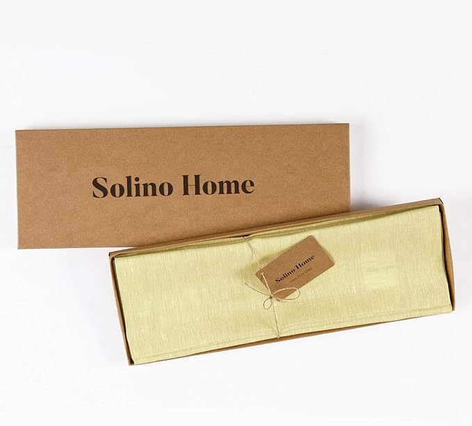 Solino Home Linen Placemats Set of 4-100% Pure Linen Chambray Yellow Cloth Placemats 14 x 19 Inch for Spring, Easter - Athena
