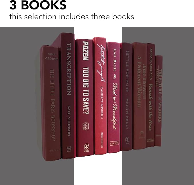 Real Books by Color® (Set of 3, Red) Decorative Bookshelf Home Decor Shelf Styling Photo Prop