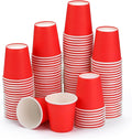 Wuadua 100 Pack 3 oz Red Disposable Paper Cups - Sturdy and Leak-Proof for Parties, Events, Office, Home Use Disposable Mouthwash Cups - Ideal for Hot/Cold Drinks, Smooth Rim Design, Eco-Friendly