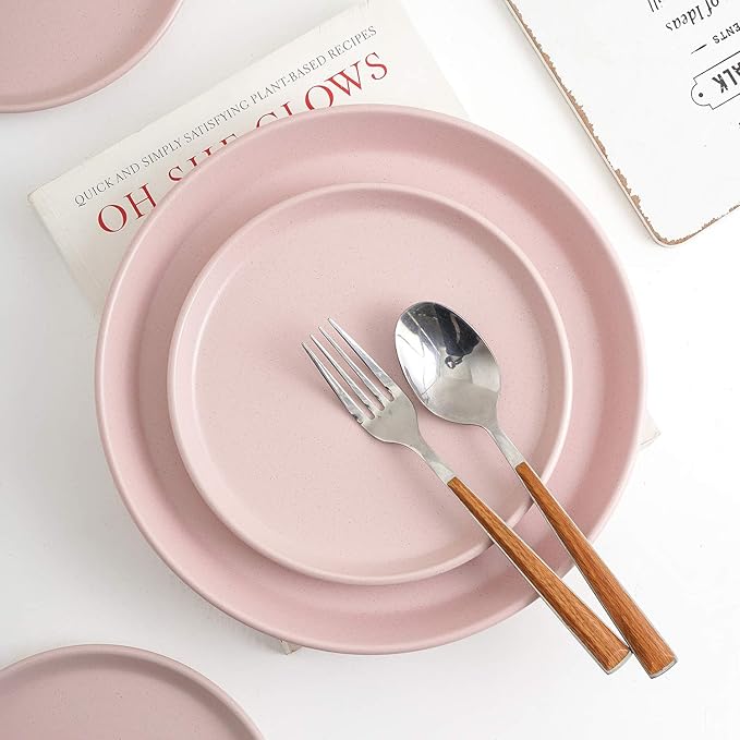 SERVICE FOR 8 - Total of 32 pieces including 8 dinner plates (10”), 8 salad plates (7.5”), 8 bowls (5.75”), and 8 mugs (12 oz), making it the perfect set to service 8 people