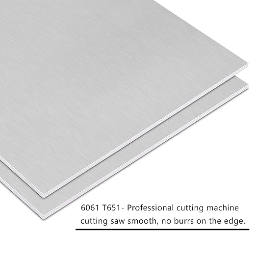 2Pack 6061 T651 Aluminum Sheet Metal 6 x 16 x 1/16 (0.06”) Inch Plain Thin Aluminum Plate Covered with Protective Film, Heat Treatable Rectangle 1.5mm Aluminum Metal Plate for Industrial, Crafting