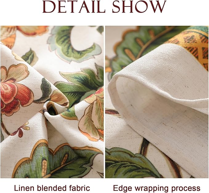 patdrea Designer Vintage Linen Round Tablecloth,Provencal Rustic Floral Pattern Tablecloths,Decorative Table Cover Cloth for Kitchen,Dining Room,Tea Party,Home,Christmas,Diameter 55"
