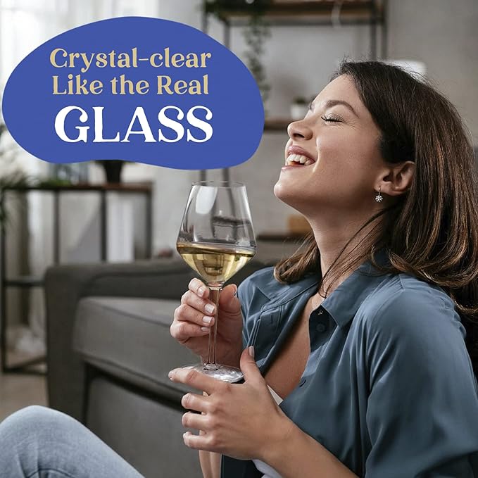 Plastic Wine Glasses Set of 6(15oz) |Unbreakable Wine Glasses with Stem|100% Tritan & BPA Free |Dishwasher Safe| Awesome For Pool, Beach, Travel, Pool, Camping, Beach, Picnic, Everyday Use.
