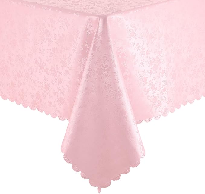 Smiry Rectangle Table Cloth, Waterproof Heavy Duty Vinyl Tablecloths, Wipeable Washable Table Cover for Kitchen, Dining Room & Valentines (Pink, 54" X 78")