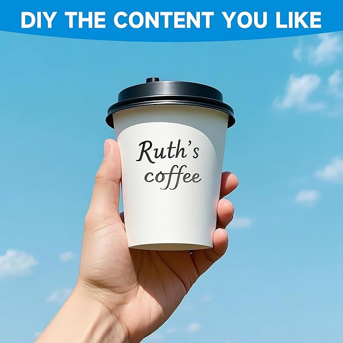 RACETOP 100 Pack 12 oz Disposable Paper Coffee Cups with Lids, Paper Cups with Lids 12 oz, Hot Cups for Home/Office