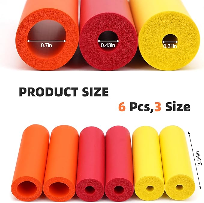 Foam Grip Tubing, Foam Tubes Grip Aid for Utensils, Adaptive Utensil Cutlery Padding Grip Handle for Disabled, Elderly, Arthritic and Handicapped (Straight Shaped)