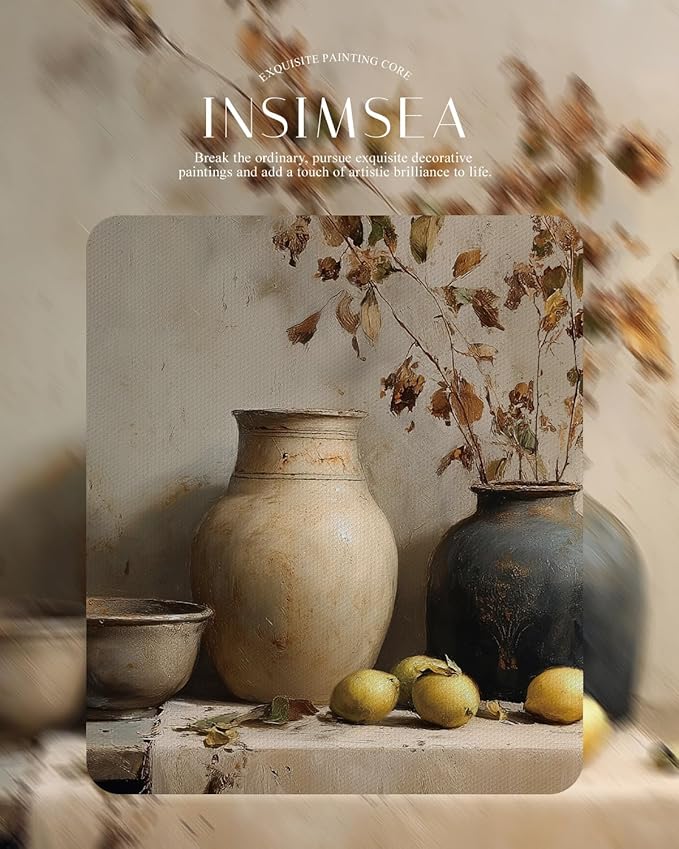 InSimSea Gold Picture Framed Wall Art, Vintage Dried Flowers Jars Kitchen Wall Decor, Still Life Fruits Canvas Print Art, Home Farmhouse Decor, Antique Paintings with Frame 13x16inch