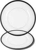 PARTY BARGAINS 13-Inch Charger Plates - 4 Pack, Clear Black Rim, Heavy-Duty Disposable Chargers for Elegant Dining - Ideal for Weddings and Formal Events