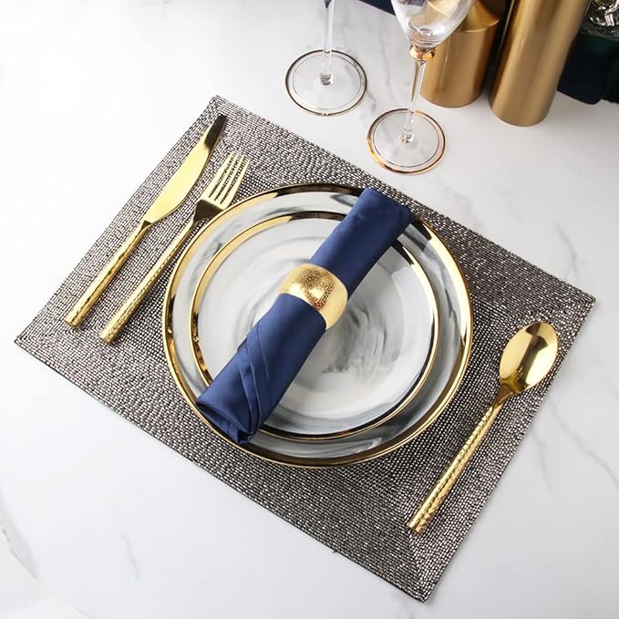 Napkin Rings Gold Set of 10 Bling Napkin Rings for Weddings Christmas Napkin Rings Gold for Dining Table, Holiday Décor and Special Occasions (Golden 10PCS)