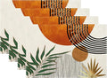 Mid Century Placemats Set of 4,12x18 Inches Boho Orange Green Tropical Leaf Decorative Placemats Modern Rectangle Table Mats for Party Home Kitchen Dining Table Decoration