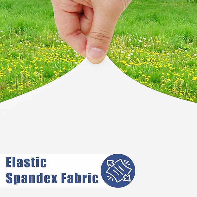 Spandex 4 Foot Rectangle Table Cloth 2 Pack, Elastic Fitted Tablecloths for Picnic, Stretch Washable Patio Table Cover for Outdoor, Camping, Banquet and Parties (White, 30"x48")