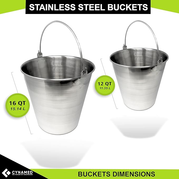 Lab Bucket Stainless Steel Perfect for Medical, Laboratory and Veterinary Applications (16 QT)