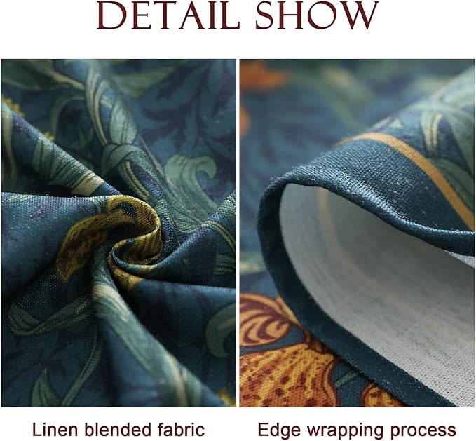 patdrea Designer Vintage Dark Blue Linen Rectangle Tablecloth,French Rustic Floral Pattern Tablecloths,Decorative Table Cover Cloth for Kitchen,Dining,Tea Party,Home,Christmas,63"*110"