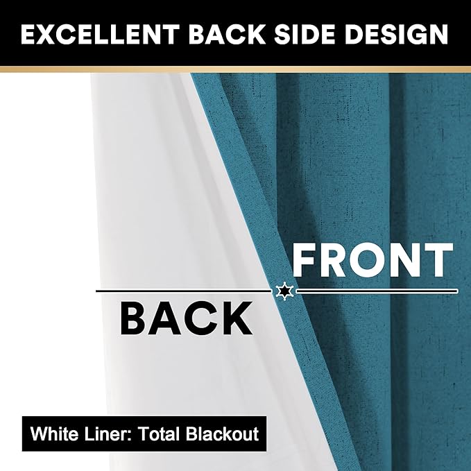 PrinceDeco Blackout Curtains 84 Inches Long 100% Blackout Curtains for Bedroom Extra Wide Sliding Glass Door Curtain Sound Proof Curtains for Bedroom,100 X 84 Curtains,Blue Sapphire