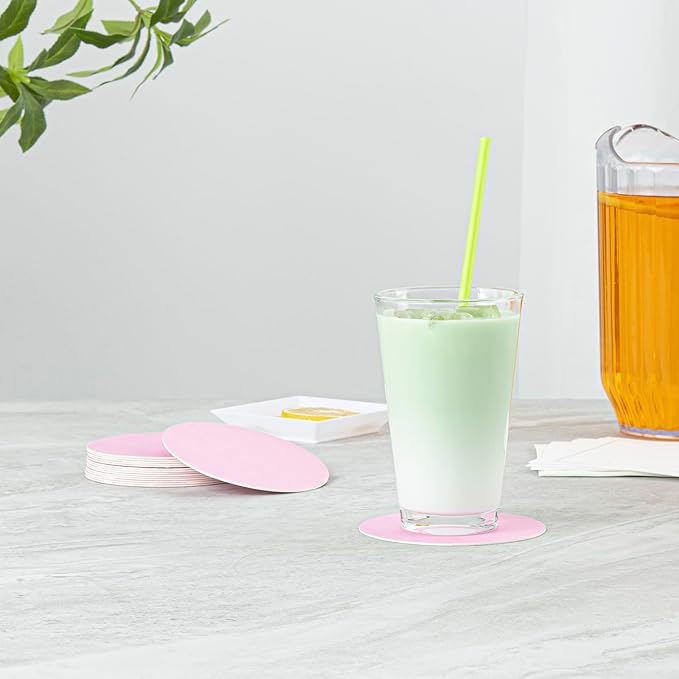Restaurantware Paper Coasters 1000 Pack of 4 Inch Disposable Beverage Coasters Absorbent for Hot and Cold Drinks Pink Coffee Cup Essentials for Table Decor, Kitchen, Home Patio or Living Room
