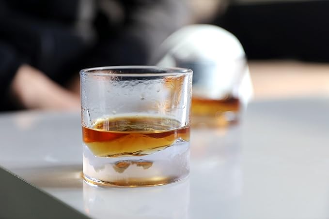 LIITON Rocky Mountains Heavy Crystal Whiskey Glasses Gift Set of 2, Thick Freezable Bourbon Glass 1lb Each, Premium Whiskey Gifts for Men, Frozen Crystal Chills Cocktails, 10 oz