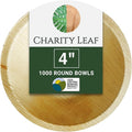 Charity Leaf Disposable Palm Leaf 4" Round Bowl (1000 pcs) Dipping Bowls | Bamboo Like| All Natural and Biodegradable | Charcuterie Boards, BBQs, and Parties