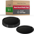 Smarty Had A Party 18 Inch Black Round Plastic Serving Tray – Elegant Large Plastic Serving Trays for Parties, Catering & Buffets, Heavy-Duty Disposable Black Serving Platters – 25-Pack