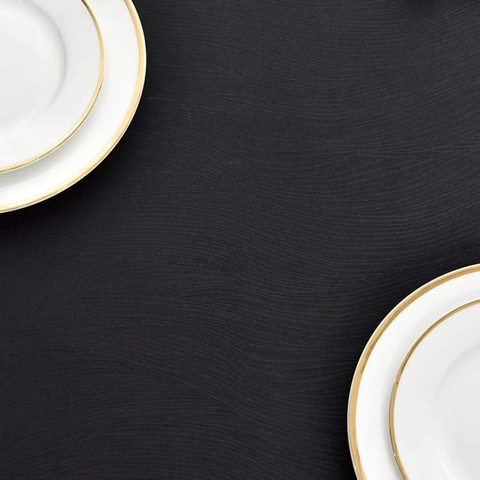 maxmill Jacquard Tablecloth Swirl Design Water Resistance Antiwrinkle Heavy Weight Soft Table Cloth for Buffet Banquet Parties Event Holiday Dinner Square 52 x 52 Inch Black
