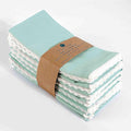 FINGERCRAFT Dinner Cloth Napkin Cotton Linen Blend 4 Pack Mitered Corners with Elegant Lace for Everyday Use Napkins are Pre Shrunk and Good Absorbency Aqua