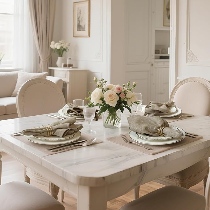 BALCONY & FALCON Cloth Napkins Set of 6 Washable Linen Napkins Absorbent Wrinkle-Free Fabric Napkins Bulk for Dinner Wedding Party Easter Thanksgiving Christmas Banquet (Beige 17.7"x17.7")