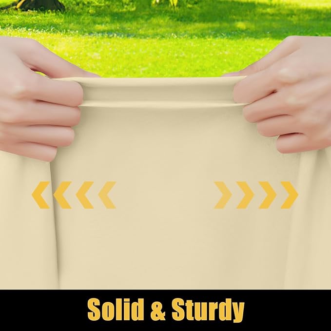 Smiry Rectangle Picnic Table Cloth, Waterproof Elastic Fitted Tablecloths for 8 Foot Tables, Washable Polyester Table Cover for Camping, Indoor and Outdoor (Champagne, 30"x96")