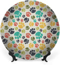 Ceramic Plates, Dog Lover Decorative Ceramic Plates, Cute Hand Drawn Paw Print Doodles, 6 Inch, for Dining, Parties, Wedding, Multicolor