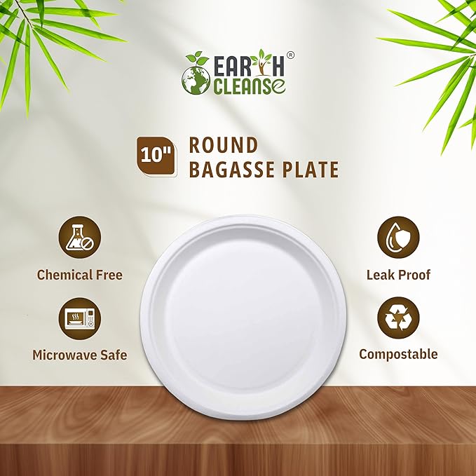 100% Compostable 10 Inch Paper Plates – Heavy Duty Bulk Disposable Plates [750-Pack] – USDA Certified, BPA-Free, Eco-Friendly, Biodegradable Sugarcane Bagasse – Natural White for Catering, Parties