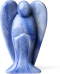 YATOJUZI 3" Blue Aventurine Angel Decor Big Hand-Carved Angels Guardian Sculpture Statue Figurines Natural Crystal Stones and Healing Crystals Home Room Office Desk Decoration Wisdom Gifts for Women