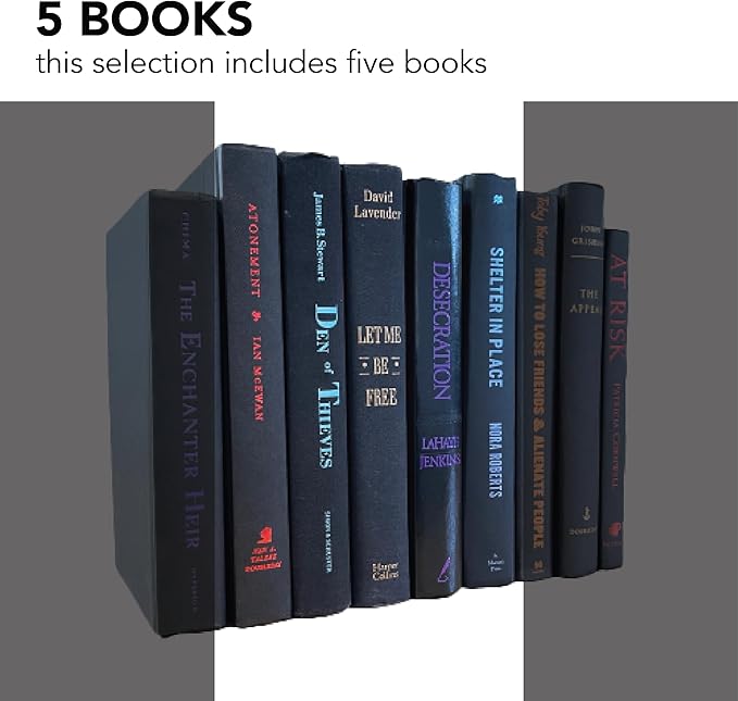 Real Books by Color® (Set of 5, Black Multi) Decorative Bookshelf Home Decor Shelf Styling Photo Prop