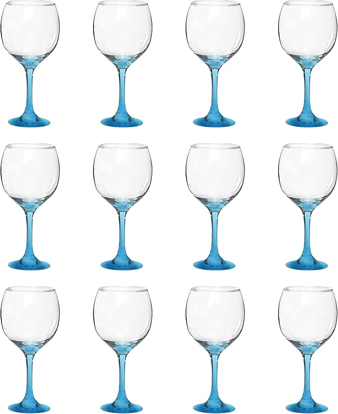DISCOUNT PROMOS Premiere Wedding Wine Glasses 20.5 oz. Set of 12, Bulk Pack - Restaurant Glassware, Perfect for Red Wine or White Wine - Blue