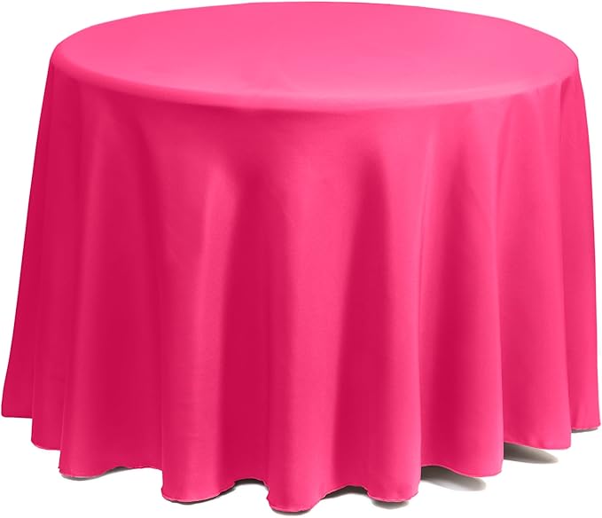 Gee Di Moda Round Tablecloth - 90 Inch Fuchsia Round Table Cloth for 30 to 60 Inch Round Tables - Heavy Duty Washable Fabric - for Buffet Table, Holiday Party, Dinner, Wedding & Baby Shower