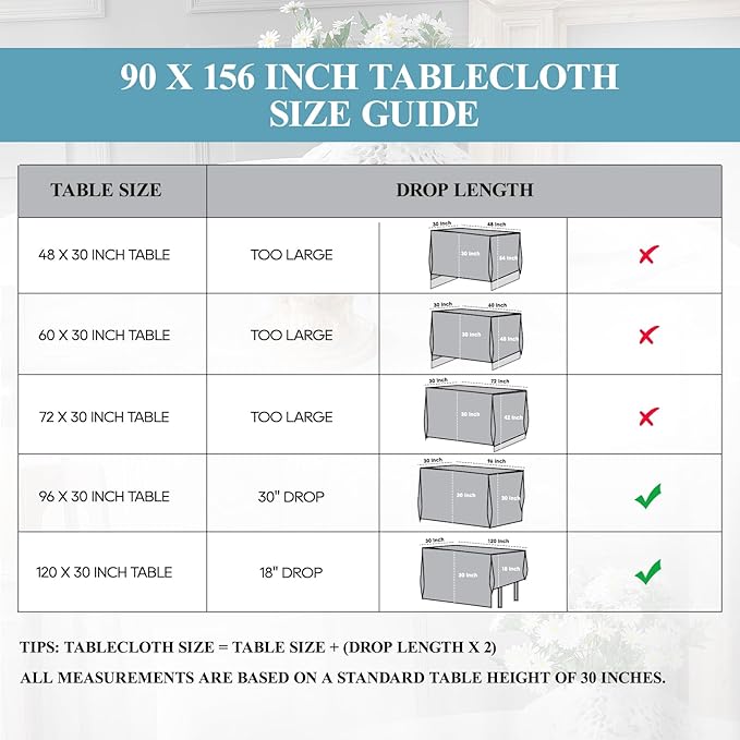 VidaFete Tablecloth 6 Pack 90 * 156inch Rectangle Table Cloth Polyester, Stain Wrinkle Resistant Polyester Dining Table Cover for Kitchen Dinning Party Wedding Rectangular Buffet Decoration(Ivory)