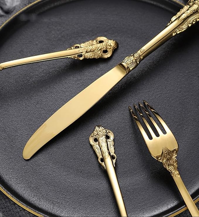 Silverware Set for 10 Durable 18/10 Stainless Steel Flatware Set Palace Style Modern Cutlery Utensils Set 40 Piece Include Knives Forks and Spoons Tableware Set for Home Kitchen Restaurant