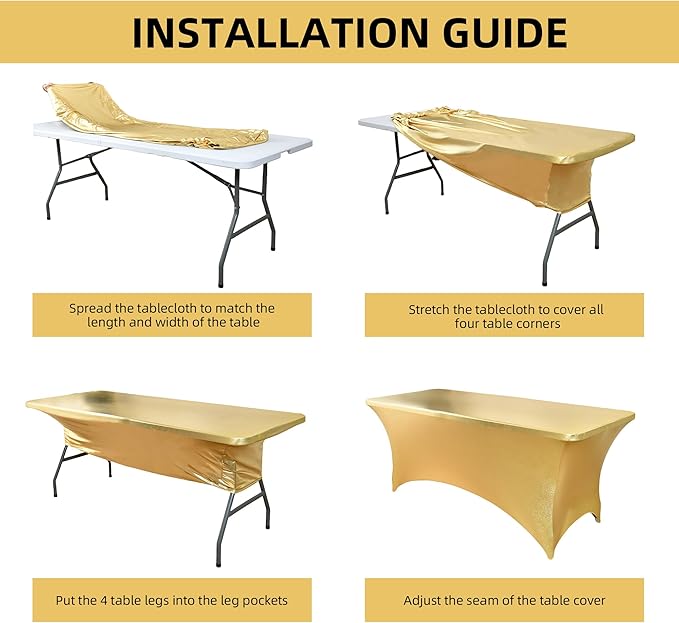 2-Pack 4ft Spandex Table Covers for Rectangular Folding Tables - Wrinkle Resistant Stretch Tight Table Cloths - Ultimate Fitted Table Protector for Parties, Banquet, and Wedding