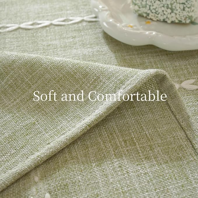 Zobesta Square Tablecloth Sage Green 53 x 53 Inch, Cotton Green Table Cloths Square, Washable Farmhouse Boho Tablecloths for Party, Holiday, Picnic, Dining, Outdoor,Fall