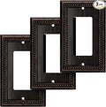 Henne Bery Sunken Pearls Heavy Duty Decorative Wall Plate Switch Plate Outlet Cover (Single Decorator, 3 Pack, Aged Bronze)