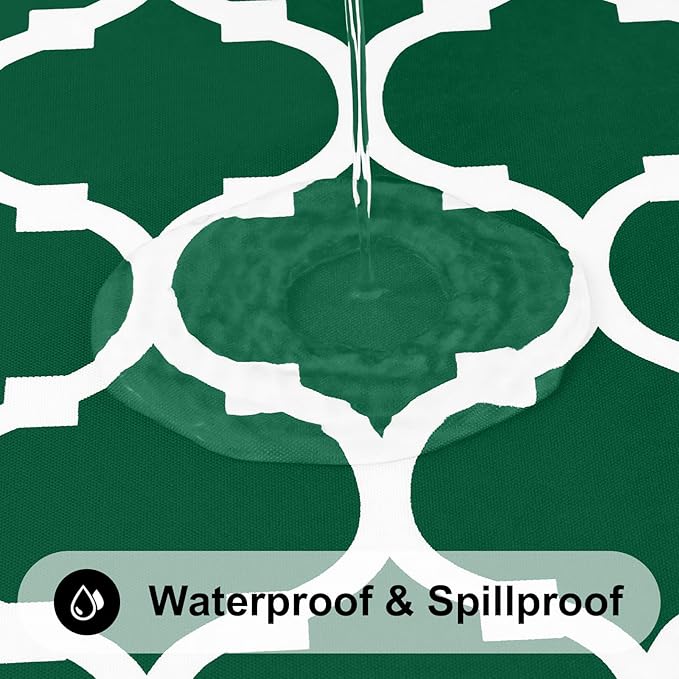 Smiry Rectangle Table Cloth, Waterproof Vinyl Tablecloth with Flannel Backing for Rectangle Tables, Wipeable Spillproof Plastic Tablecloths for Dining, Indoor and Outdoor (52"x70", Emerald Green)