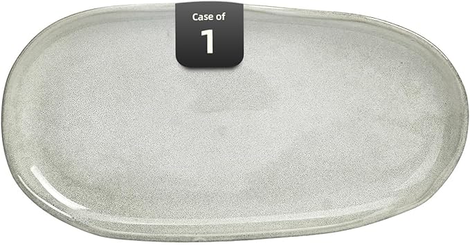 Organic Shape Highland Ceramic Serving Tray, 1pcs 13×7inch Handmade Reactive Glaze ceramic Tray with Wavy Edge, for Kitchen, Microwave & Dishwasher Safe, Scratch Resistant-grey