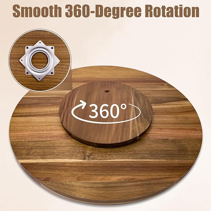 20'' Acacia Wooden Lazy Susan for Table Top,Large Lazy Susan for Dining Table,Table Turntable Storage,Extra Large Lazy Susans Organizer with Durable,Turning Turntable for Cabinet,Countertop or Pantry