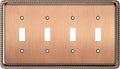 Henne Bery Rope Edge Decorative Wall Plate Switch Plate Outlet Cover (Quad Toggle, Antique Copper)