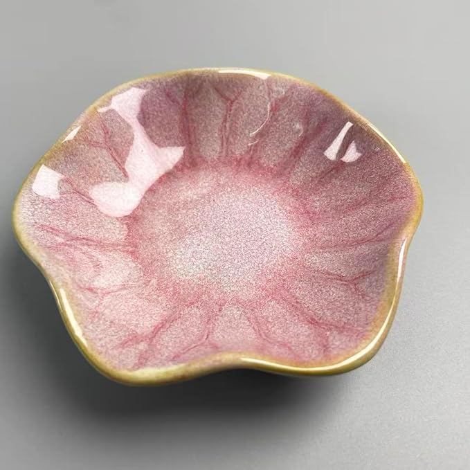 Jewelry Dish Tray - Ceramic Trinket Tray for Rings, Keys, Earrings | Decorative Key Bowl for Women, Gift for Friends, Sisters, Daughter, Mother, Lotus leaf shap, Jewelry Trays (Pink)
