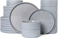 Dinnerware Sets for 8, Ceramic Plates and Bowls Set 24 Piece Dinnerware Chip Resistant Stoneware, Dishwasher and Microwave Safe-Blue