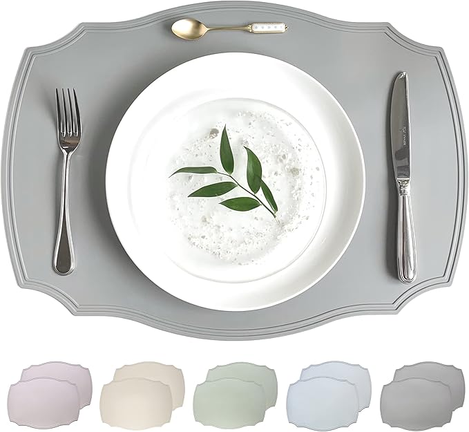 Rommy & Co. Premium Silicone Placemats, Set of 2 (Zen Gray)