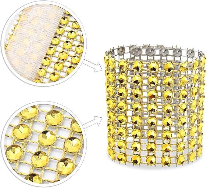 KPOSIYA Napkin Rings, Pack of 120 Rhinestone Napkin Rings Diamond Adornment for Place Settings, Wedding Receptions, Dinner or Holiday Parties, Family Gatherings (120, Gold)