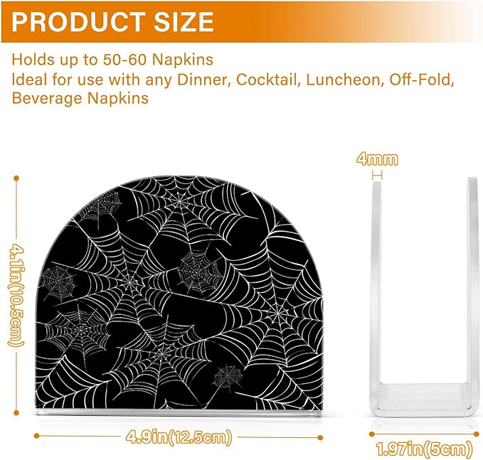 Napkin Holder Spider Web Crystal Clear Acrylic Napkin Holders, Paper Napkin Holder Dining Table Dispenser for Kitchen Restaurant Home Decor Bar Accessories